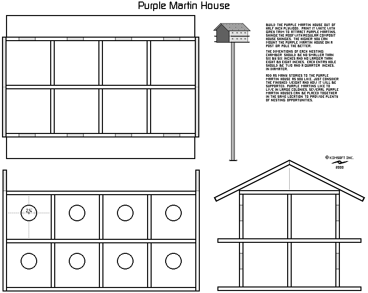 Purple Martin Bird House Building Plan