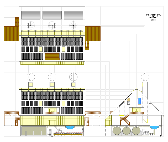 Rittenhouse Solar House: Top, Side, and End Cutaway.